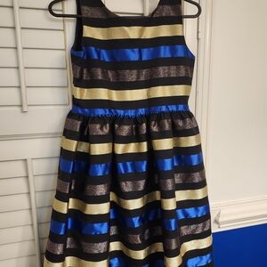Gymboree Blue and Gold Striped Formal Dress